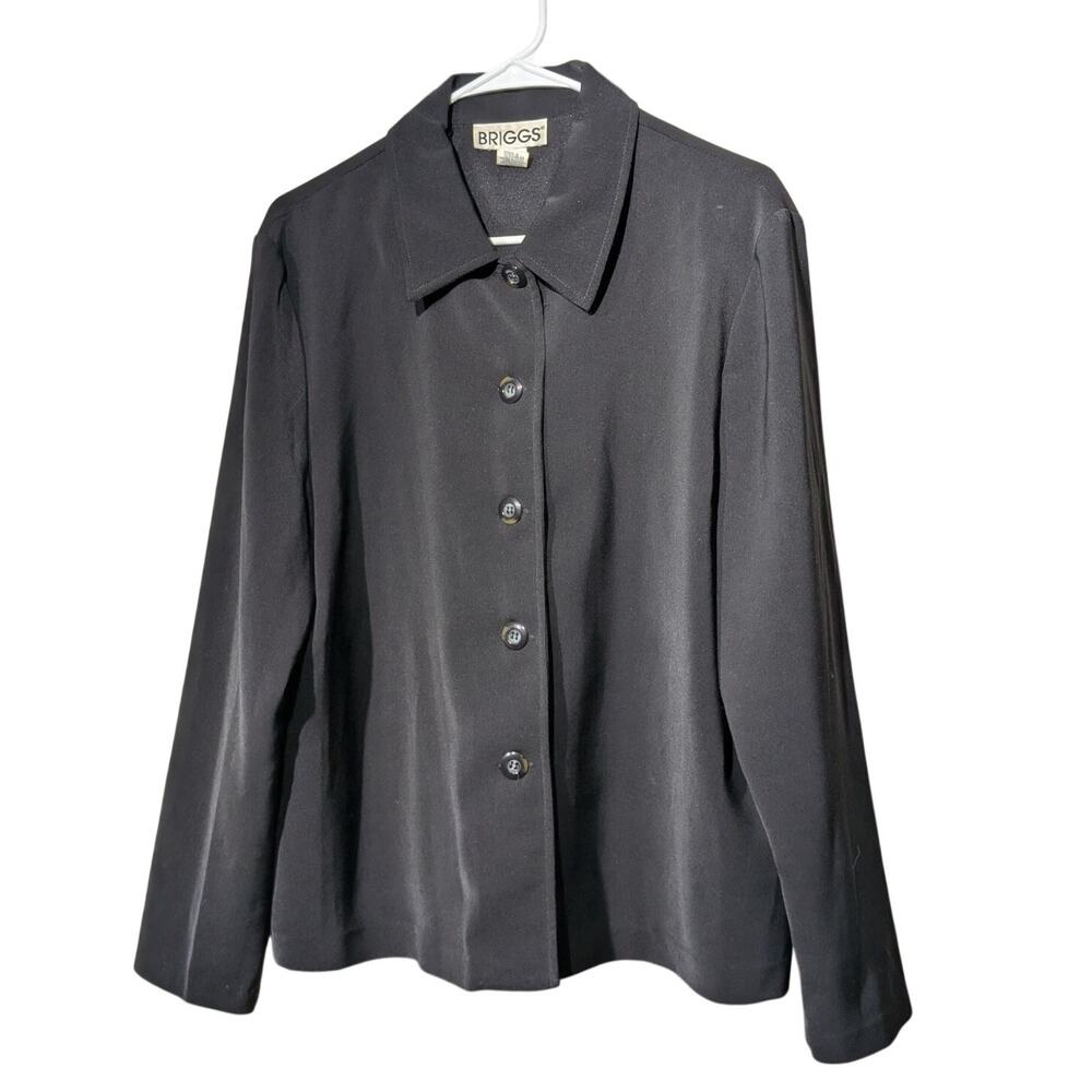 Vintage Briggs Black Button Front Unlined Jacket Womens Size L